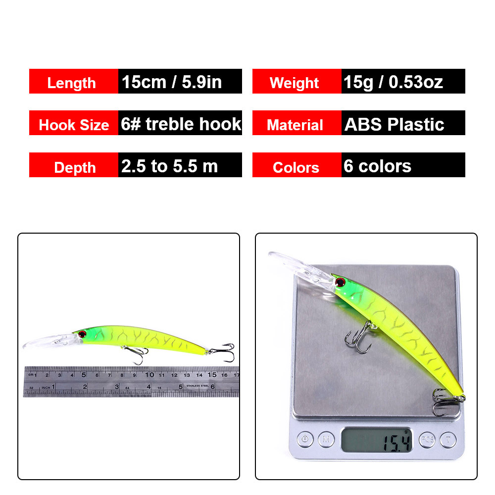 1 PZ 15 cm 15g Immersione Prof - Fishing Lure Jerkbait recensione e prezzo