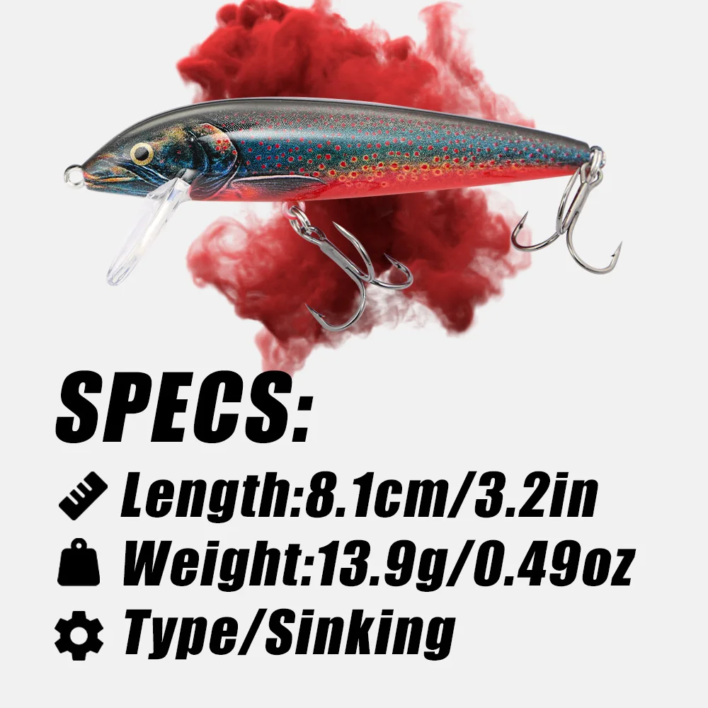 B & U 80mm Affondamento Minnow - Fishing Lure Jerkbait recensione e prezzo